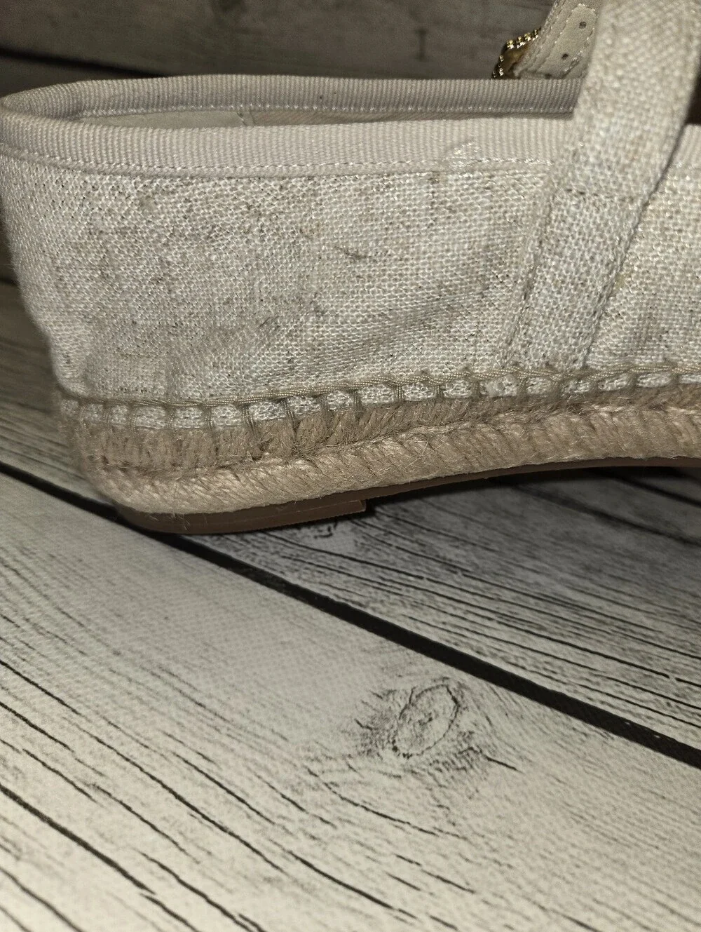 J. Crew Espadrille Mary Jane Flats 8 New Linen organic cork cotton garden